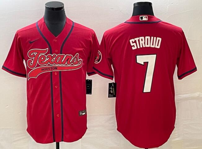 Men's Houston Texans ACTIVE PLAYER Custom Red With Patch Cool Base Stitched Baseball Jersey